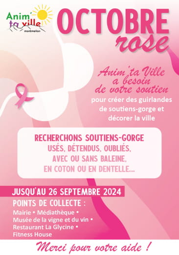 Collecte de soutiens-gorge - Octobre rose -Montmélian - Anim'ta Ville